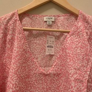 J. Crew NWT XXL Pink Floral V-Neck Top